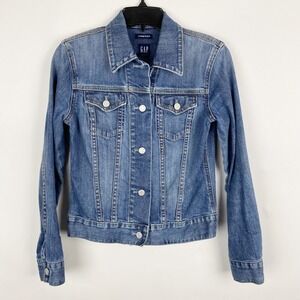 Gap Denim Trucker Jean Jacket Womens XS Blue Stretch Cotton Fall 2004 Vintage‎